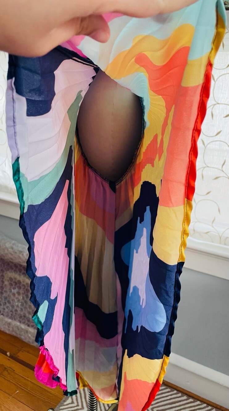 Hutch One-Shoulder Abstract Rainbow Pleated Romper - Picture 6 of 9
